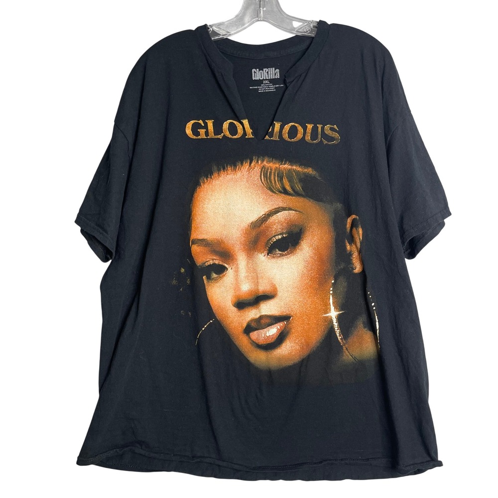 Glorilla Glorious Cover Tee Womens 2XL Black 2025 Tour Split Neck Short‎ Sleeve
